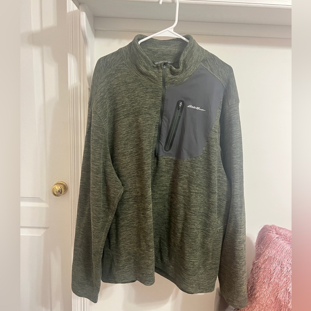 FINAL PRICE Eddie Bauer Green and Gray Zip Up Sweater